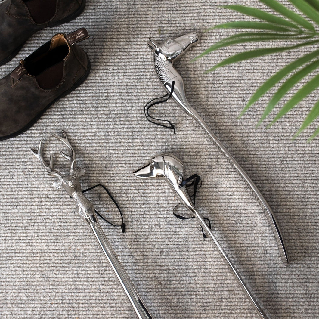 Silver Nickel Stag Head Detail Shoe Horn