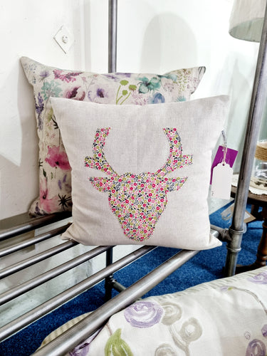 Stag Hand Made Linen Cushion - Charlotte Rose Interiors