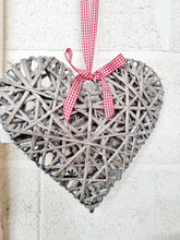 Load image into Gallery viewer, Wicker Heart With Check Ribbon - Charlotte Rose Interiors
