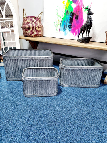 Medium Galvanised Garden Planter Rectangle - Charlotte Rose Interiors