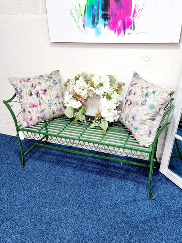 Green Vintage Bench - Charlotte Rose Interiors