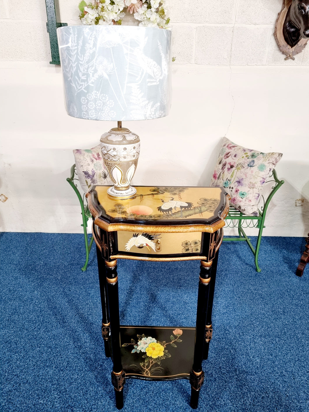 Oriental Black & Gilt Lacquer Side Table