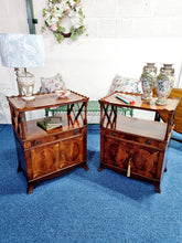 Load image into Gallery viewer, Pair Of Regency Style Inlaid Mahogany And Yew Wood Etageres
