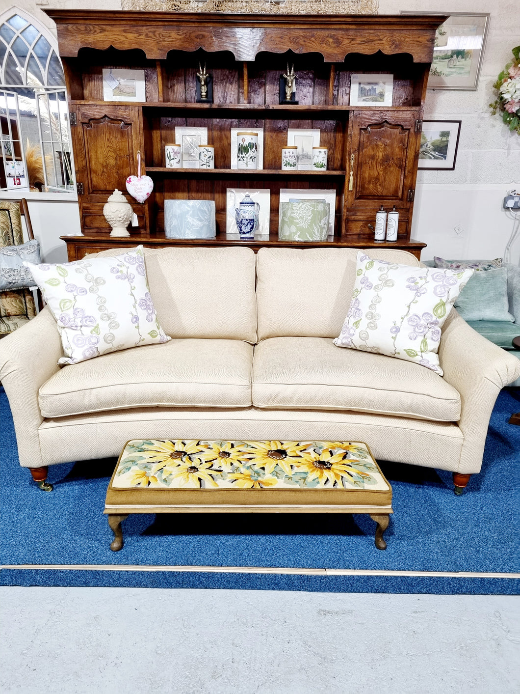 Handmade Large Two Seater Sofa With Brass Castors