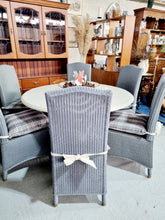 Load image into Gallery viewer, Pedestal Dining Table &amp; Six Rattan Dining Chairs
