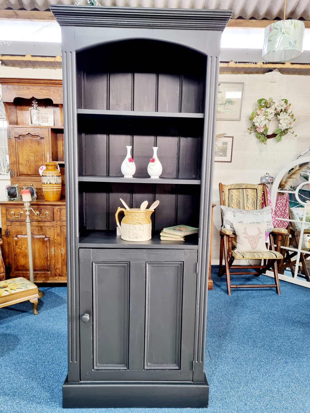 Black Painted Bookcase Cupboard