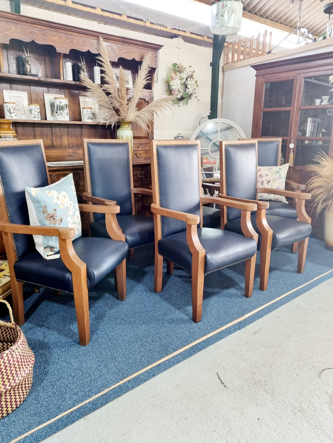 Set Of Six Oak Library Chairs