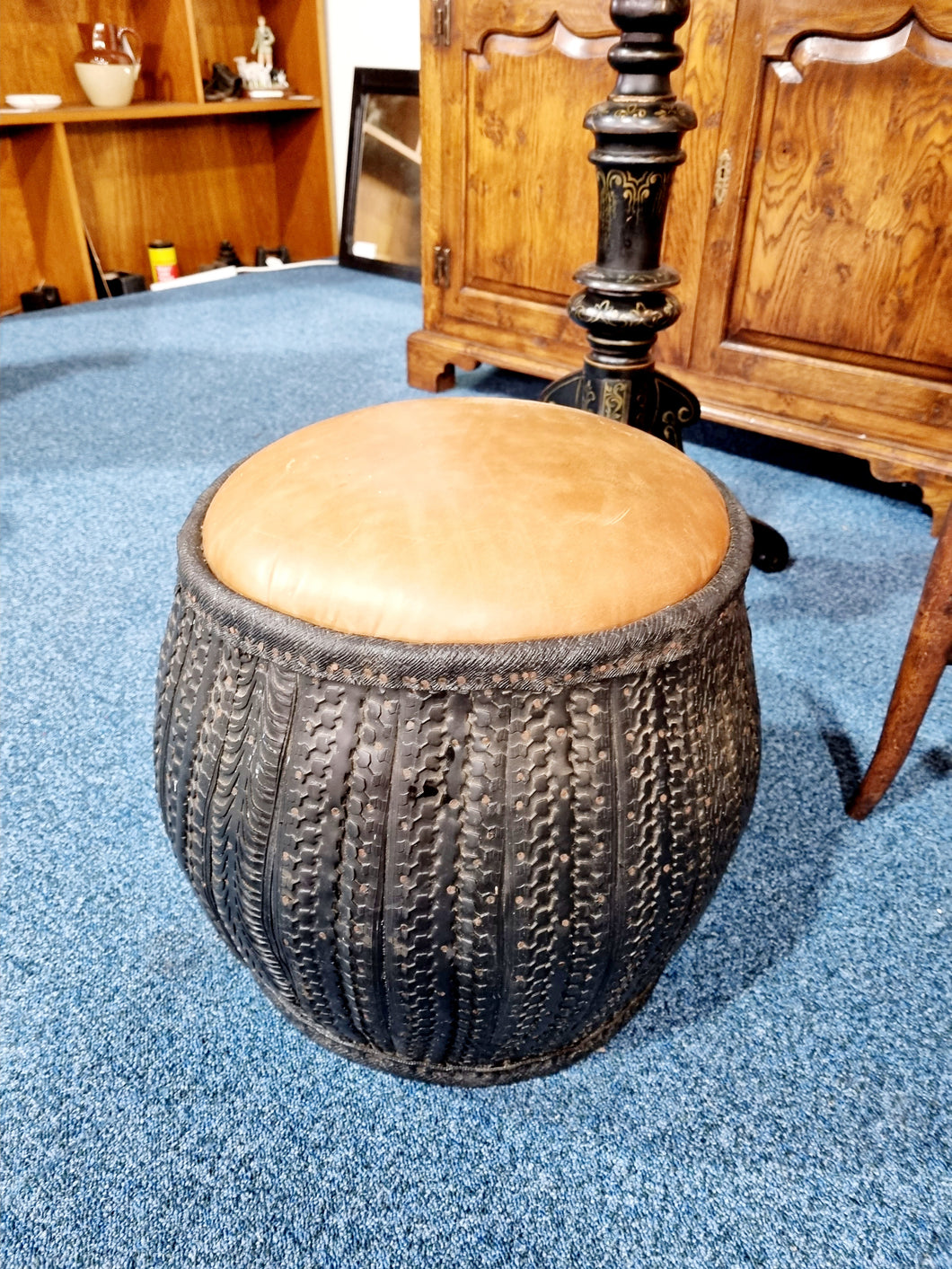 Recycled Tyre Foot Stool Pouffe