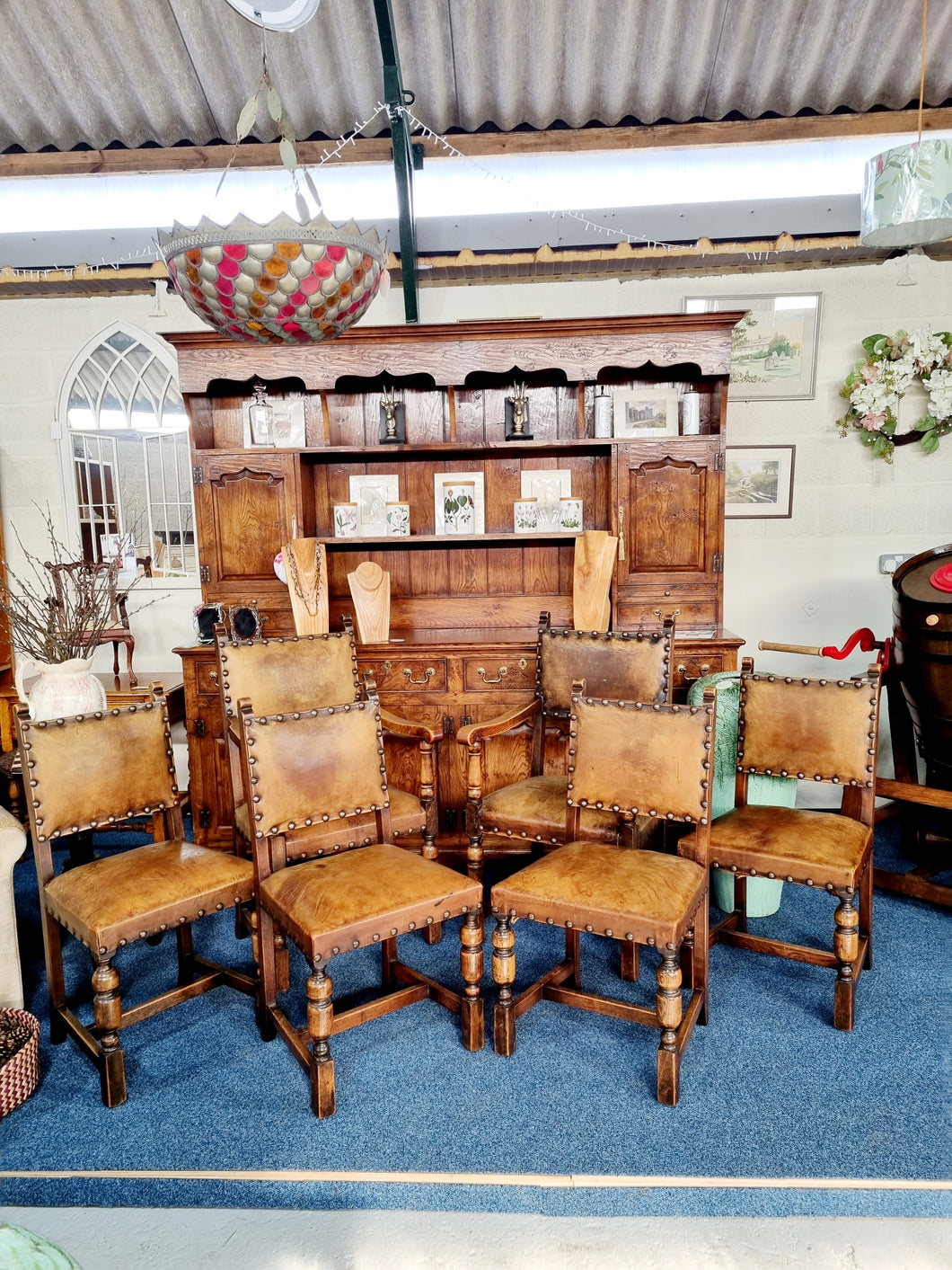 Set of Six Victorian Carolean Style Dining Chairs