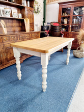 Load image into Gallery viewer, Oak Top Farmhouse Dining Kitchen Table With Painted Legs
