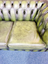 Load image into Gallery viewer, Lovely Antique Green Genuine Leather Chesterfield Sofa
