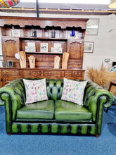 Load image into Gallery viewer, Lovely Antique Green Genuine Leather Chesterfield Sofa
