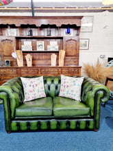 Load image into Gallery viewer, Lovely Antique Green Genuine Leather Chesterfield Sofa

