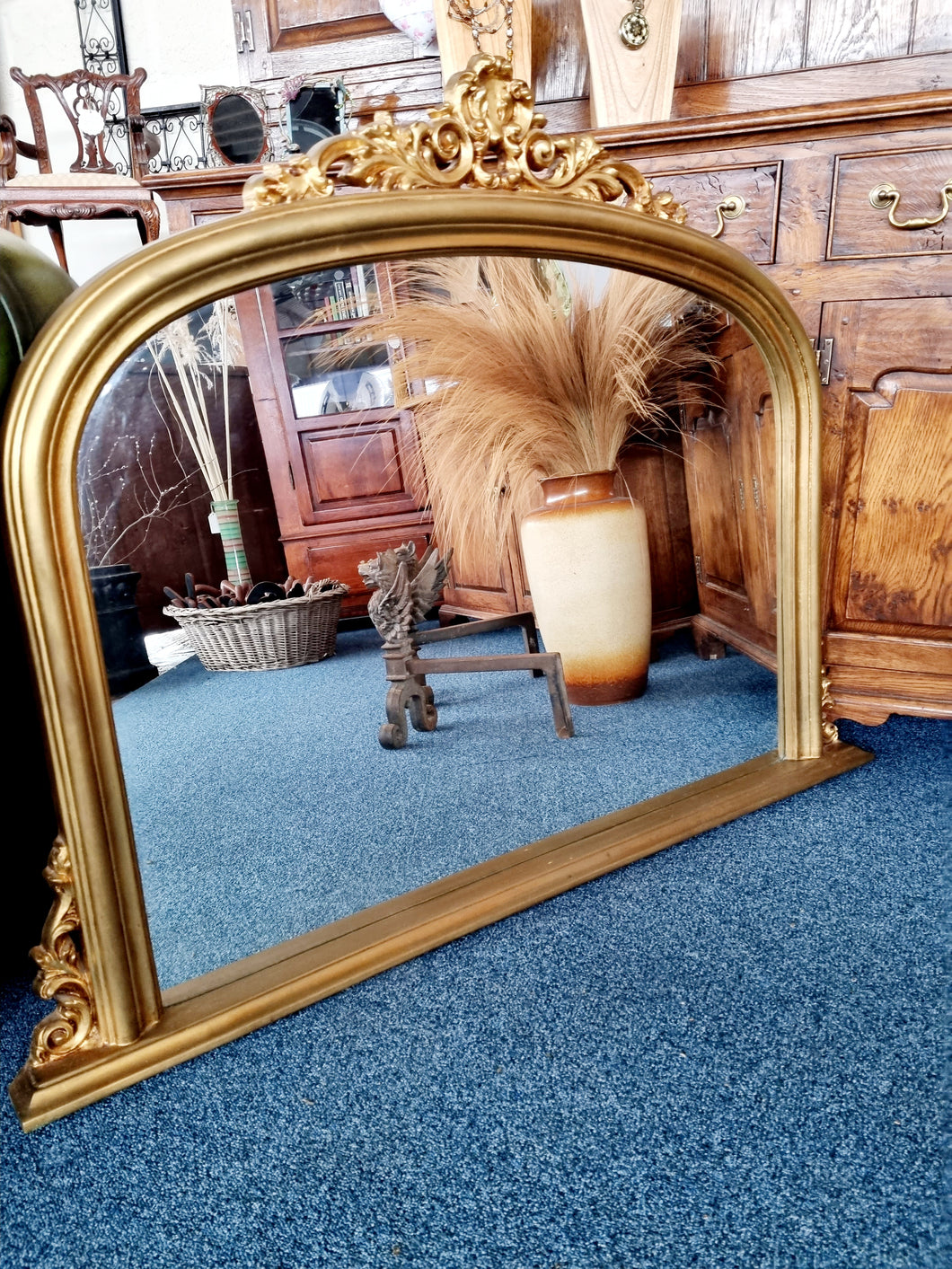 Overmantle Mirror In Brushed Gold