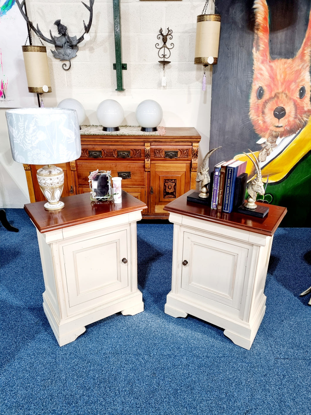 Pair Of Bedside Cabinets / Sofa End Cupboards