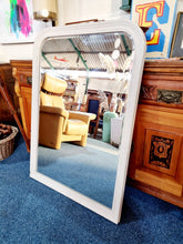 Load image into Gallery viewer, Distressed White Overmantle Mirror With Bevelled Glass
