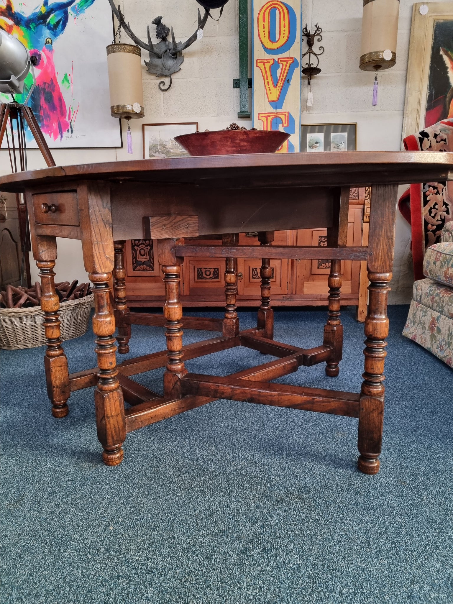 Solid Oak Antique Gateleg Dining Table With A Drawer | Charlotte Rose ...