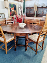 Load image into Gallery viewer, Solid Oak Antique Gateleg Dining Table In George III Style

