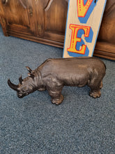 Load image into Gallery viewer, Large Carved Metal Rhino
