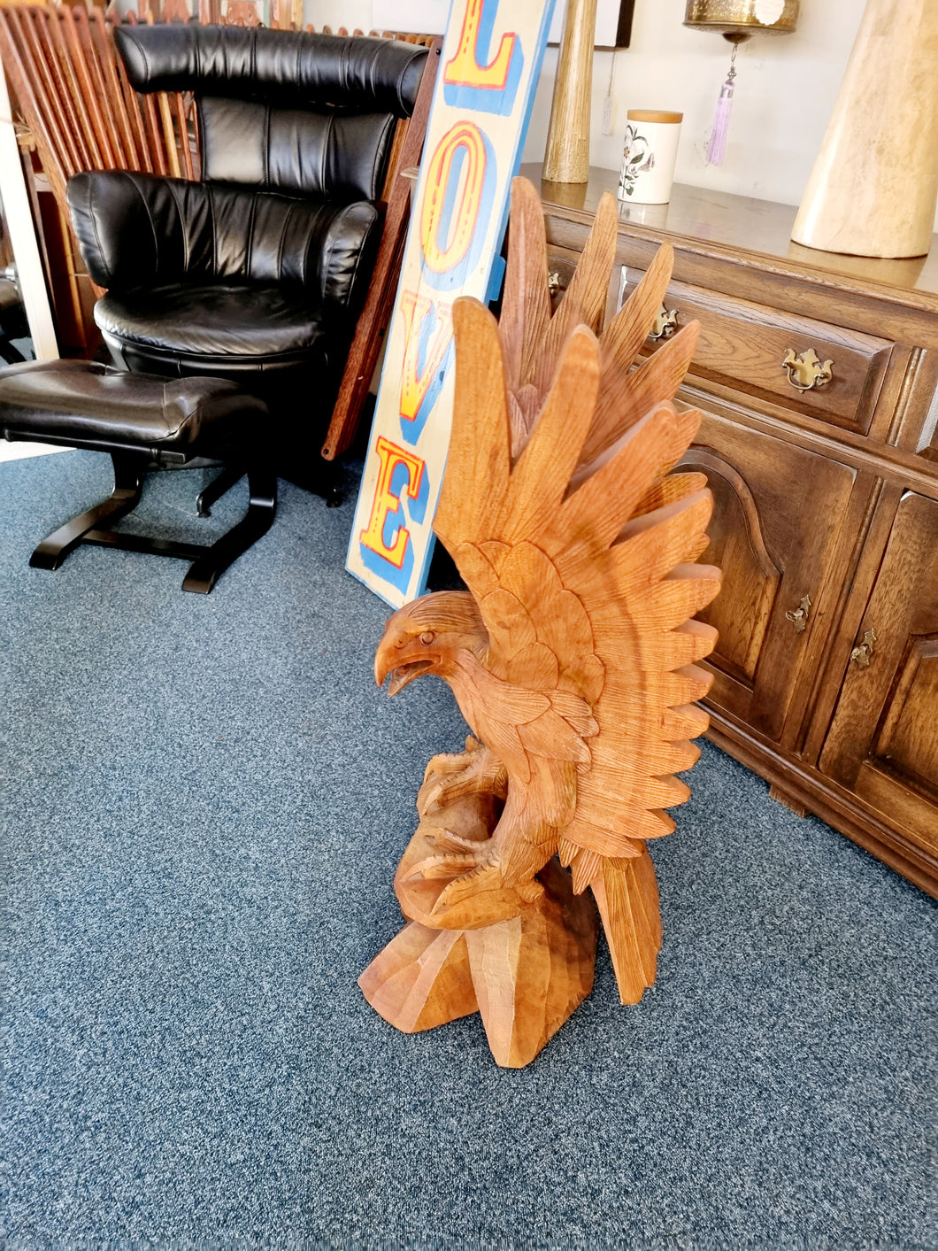 Large Carved Wooden Eagle