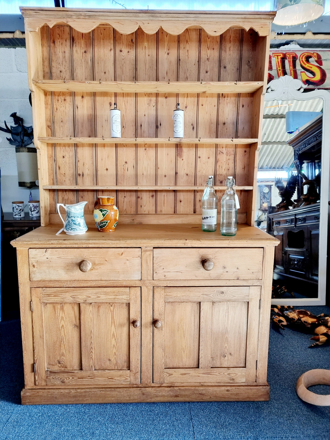 Old Rustic Pine Farmhouse Dresser
