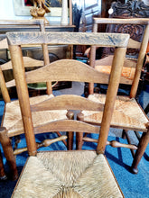 Load image into Gallery viewer, Set Of Six Lancashire Ash &amp; Elm dining Chairs With Rush Seats
