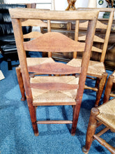 Load image into Gallery viewer, Set Of Six Lancashire Ash &amp; Elm dining Chairs With Rush Seats
