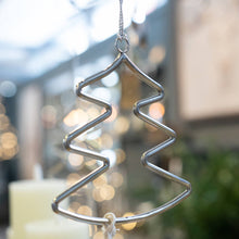 Load image into Gallery viewer, Silver Hanging Christmas Tree Silhouette Decoration
