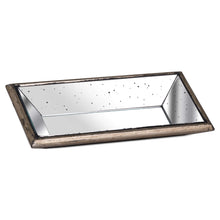 Load image into Gallery viewer, Astor Distressed Mirrored Display Tray With Wooden Detailing
