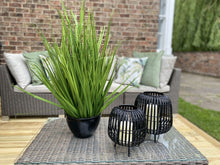 Load image into Gallery viewer, Large Black Rattan Bulbous Lantern
