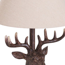 Load image into Gallery viewer, Stag Head Table Lamp With Linen Shade

