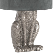 Load image into Gallery viewer, Silver Hare Table Lamp With Grey Velvet Shade
