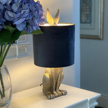 Load image into Gallery viewer, Silver Hare Table Lamp With Grey Velvet Shade
