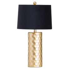 Load image into Gallery viewer, Jem Honey Comb Gold Table Lamp With Black Velvet Shade
