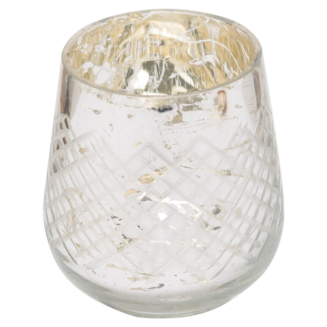 Medium Silver Foiled Candle Holder