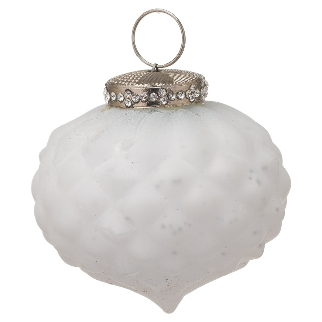 The Noel Collection White Textured Small Hanging Bauble