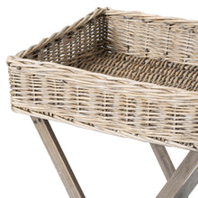 Load image into Gallery viewer, Large Grey Wash Wicker Basket Butler Tray
