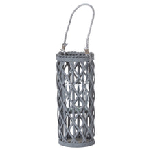 Load image into Gallery viewer, Small Grey Wicker Lantern With Glass Hurricane
