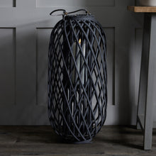 Load image into Gallery viewer, Large Grey Standing Wicker Lantern
