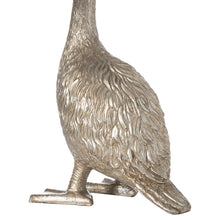 Load image into Gallery viewer, Gary the Goose Silver Table Lamp With Grey Velvet Shade
