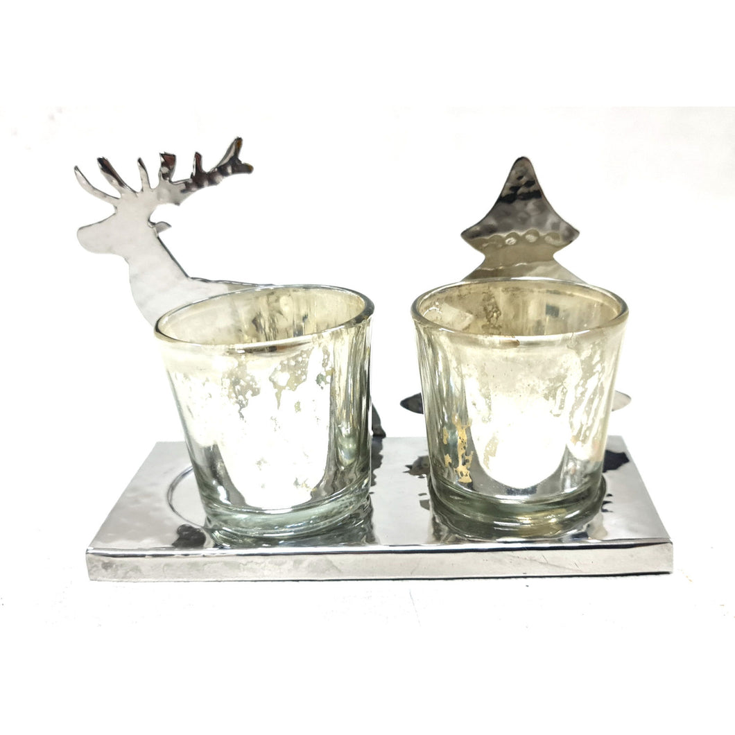 Silver Two Tealight Holder