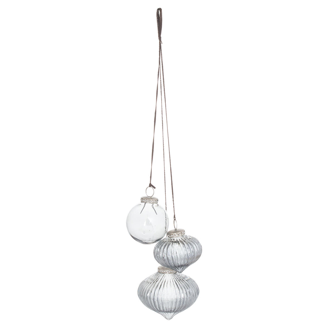 The Noel Collection Smoked Midnight Set Of 3 Hanging Baubles