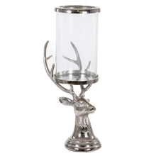 Load image into Gallery viewer, Tall Silver Stag Candle Hurricane Lantern
