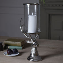 Load image into Gallery viewer, Silver Stag Candle Hurricane Lantern
