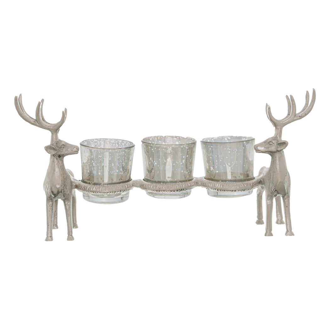 Silver Stag Tripple Tealight Holders