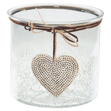Load image into Gallery viewer, Smoked Midnight Crackled Heart Large Candle Holder
