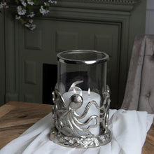Load image into Gallery viewer, Silver Octopus Candle Hurricane Lantern
