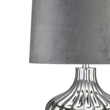 Load image into Gallery viewer, Large Silver Moonshine Table Lamp With Mid Grey Lampshade
