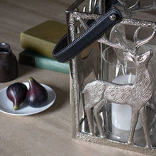 Load image into Gallery viewer, Silver Stag Hurricane Square Lantern With Black Strap
