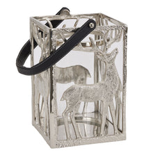 Load image into Gallery viewer, Silver Stag Hurricane Square Lantern With Black Strap
